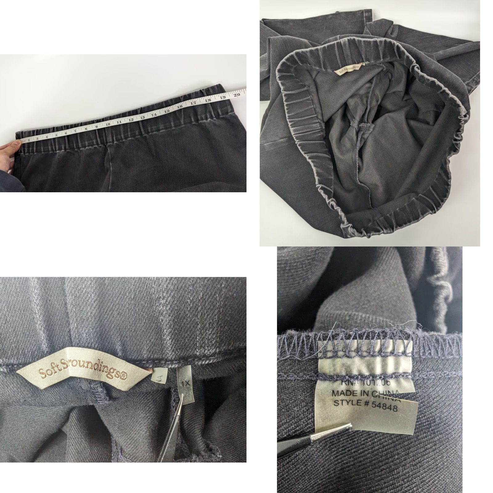 Soft Surroundings Soft Surroundings Jeans Womens 1X Black Denim Pull-on Jegging Elastic Waist Stretch 54848 Size 40" / US 18 - 8 Thumbnail