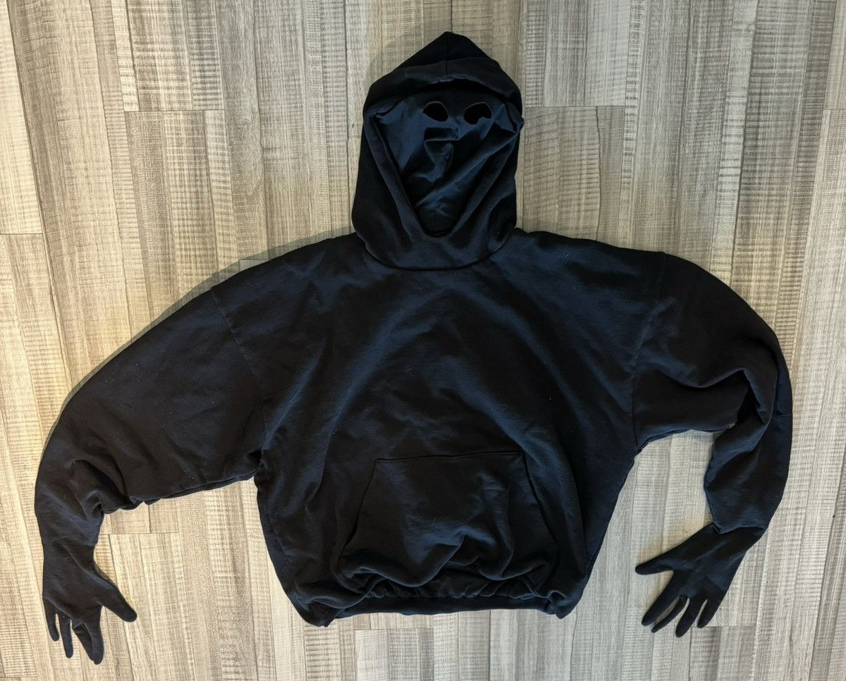 image of Yzy Gap Sample Mask + Gloves Hoodie in Black, Men's (Size XL)