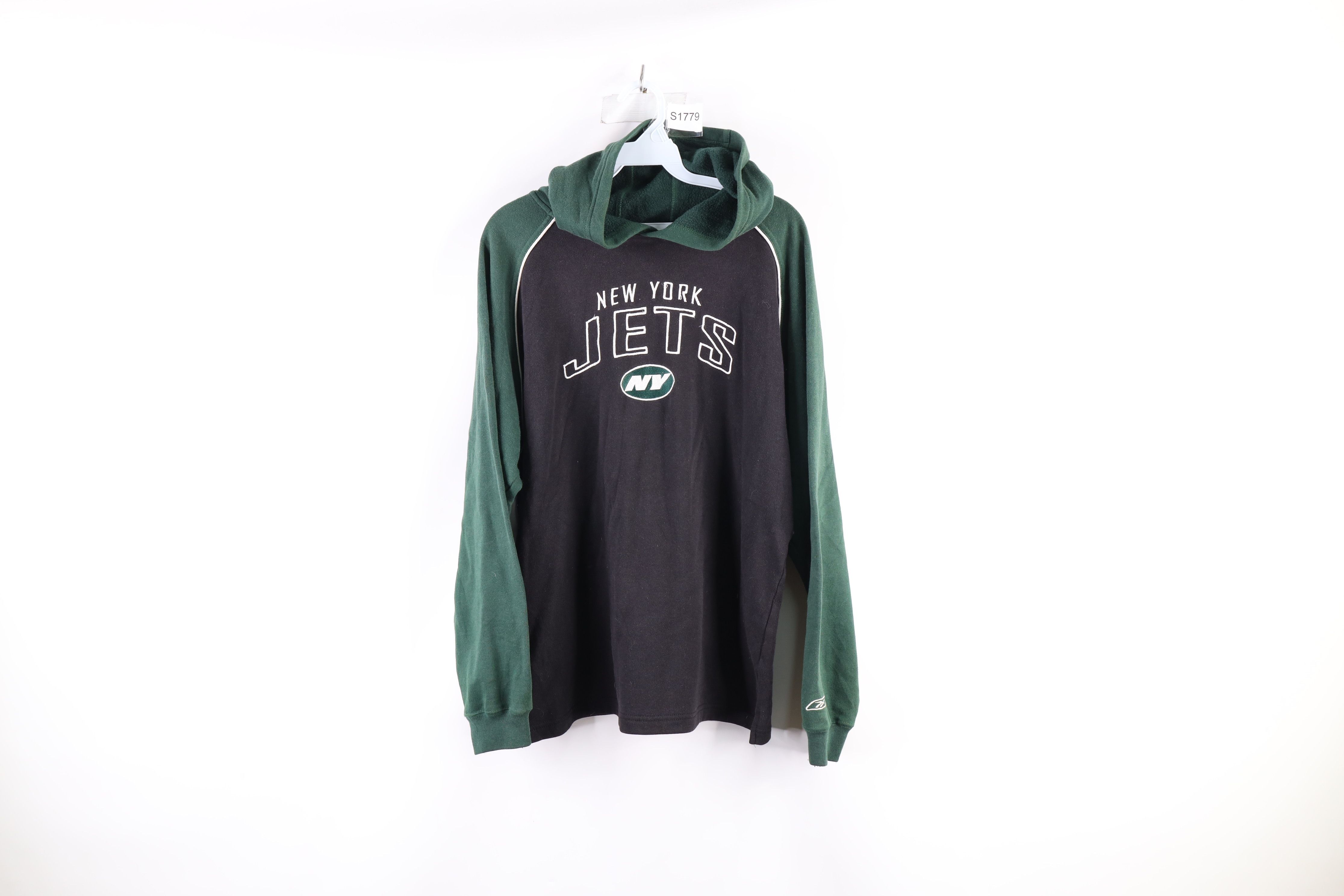 Vintage Vintage Reebok Spell Out New York Jets Football Hoodie Black Size M / US 6-8 / IT 42-44 - 1 Preview