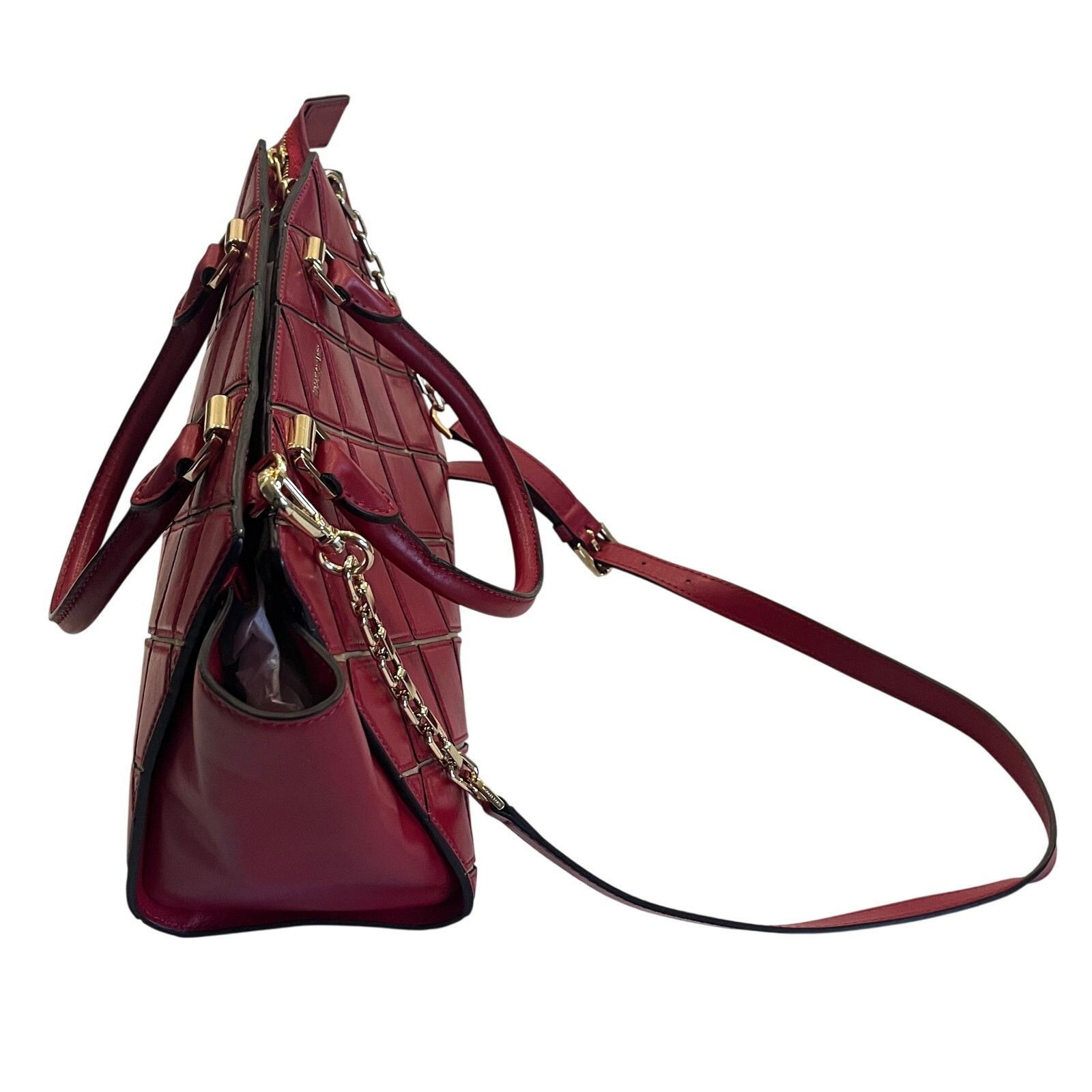 B34 MICHAEL KORS Diamond Selma Medium Leather Satchel Red