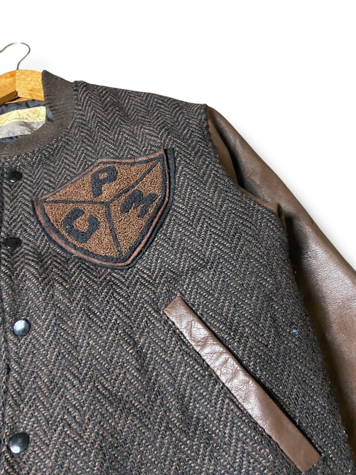 Japanese Brand × Leather × Vintage CAMPUX Brand Cowhide Leather Varsity Jacket (130) Size US XS / EU 42 / 0 - 4 Thumbnail