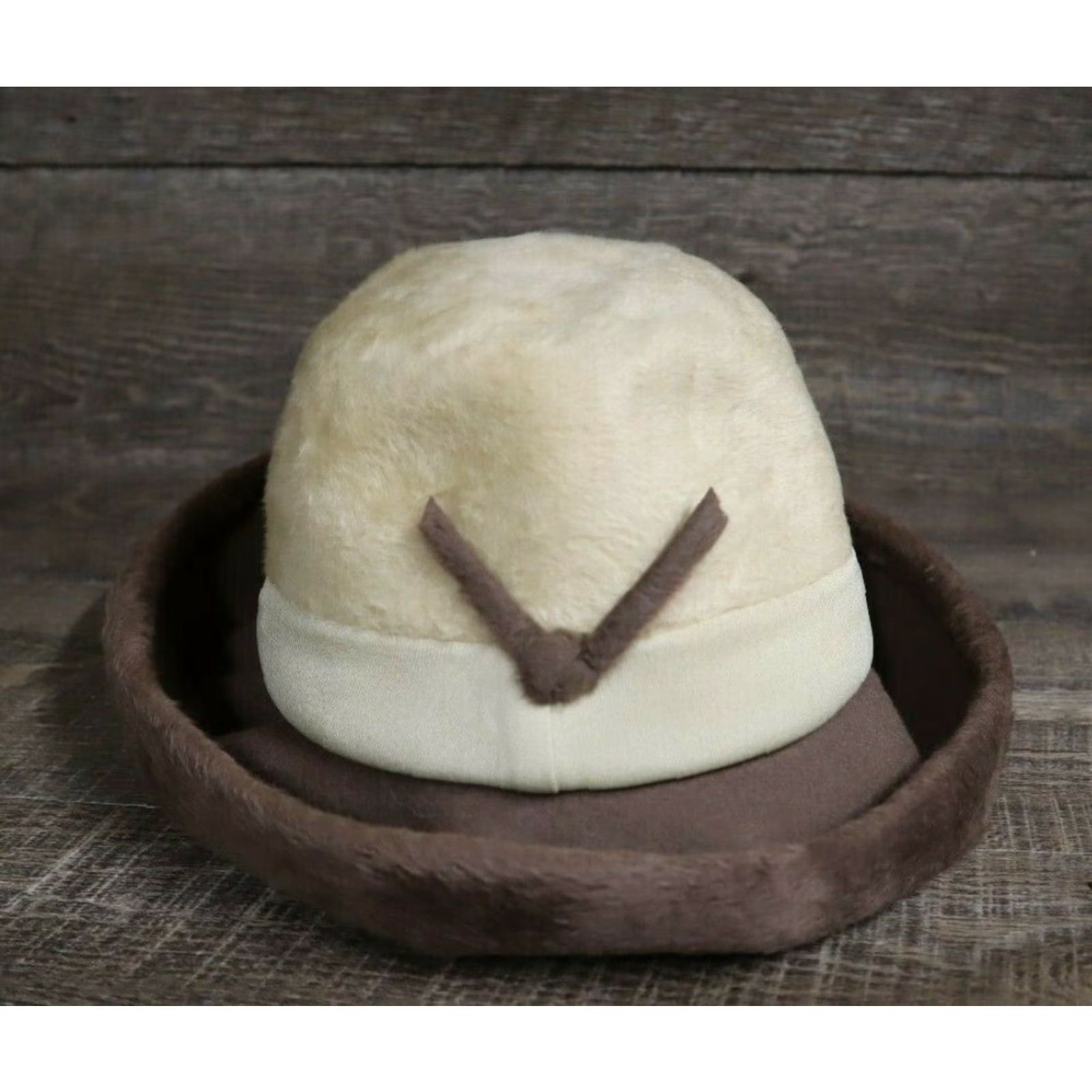 Vintage VINTAGE Angel Designs Hat Empress Woman's Tan Brown Ribbon Bow Adults Brown 1960s Womens Size ONE SIZE - 2 Thumbnail