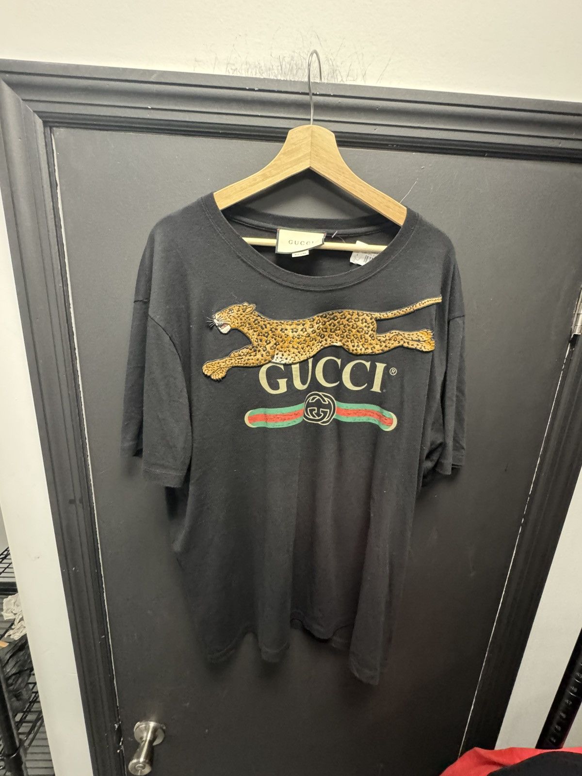 Gucci Gucci Leopard Logo T-Shirt Black Size US XXL / EU 58 / 5 - 1 Thumbnail