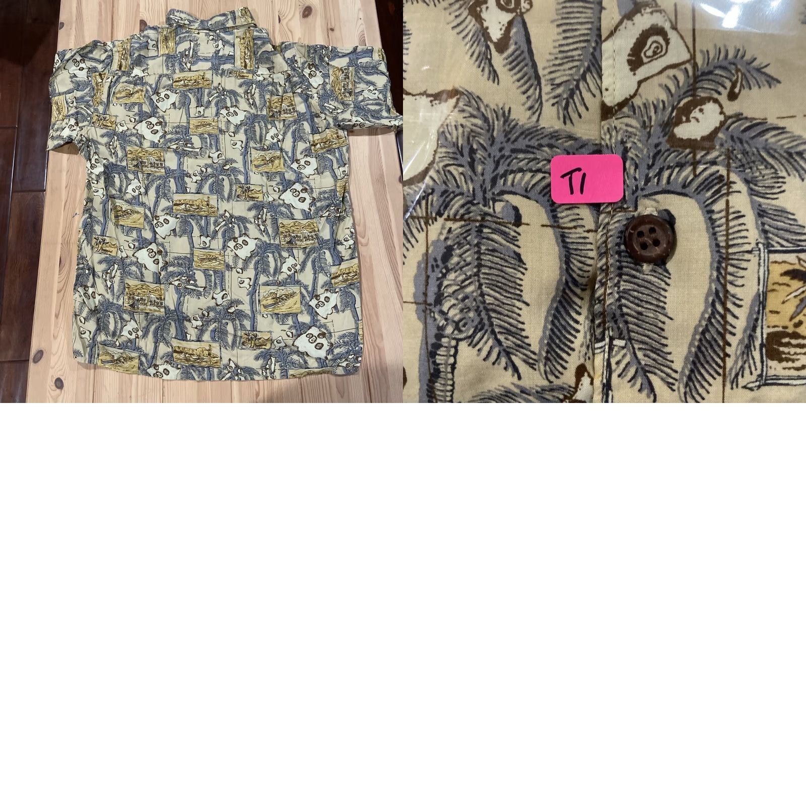 Reyn Spooner REYN SPOONER Beige Hawaiian Islands Canoe Palm Trees 100% SPUN RAYON Medium Button-Up Shirt Mens Hawaiian 90s Vintage Size US M / EU 48-50 / 2 - 8 Thumbnail