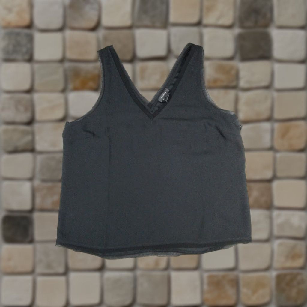 Vintage Halogen Womens Tank Top XS Black V-Neck Sleeveless Pullover Basic Solid Shirt Size XS / US 0-2 / IT 36-38 - 1 Thumbnail