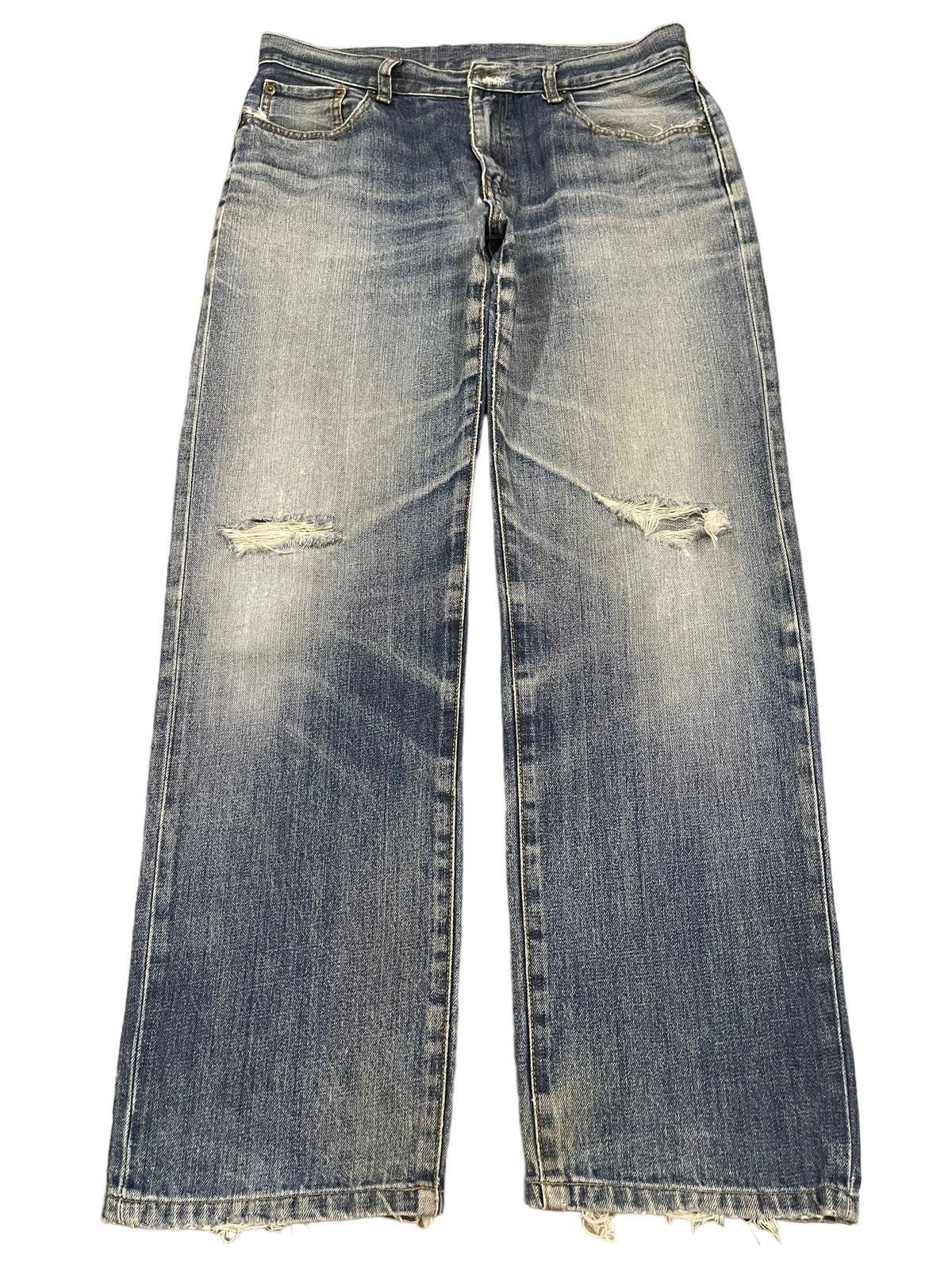 Uniqlo Vintage Japanese Uniqlo Blend Wash Distress Baggy Jeans Size US 32 / EU 48 - 1 Thumbnail