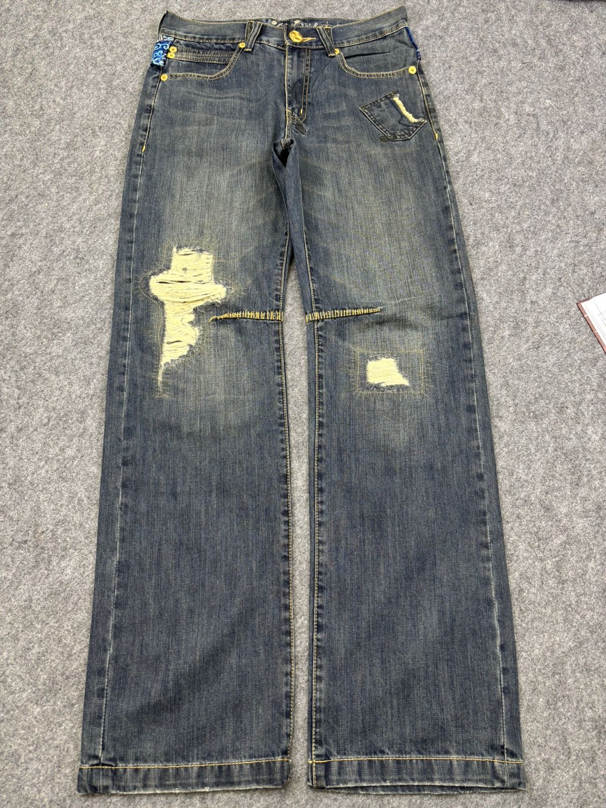 Japanese Brand 💥Archival💥Osaka Big Train Loose Distressed Denim F832 Size US 32 / EU 48 - 19 Thumbnail