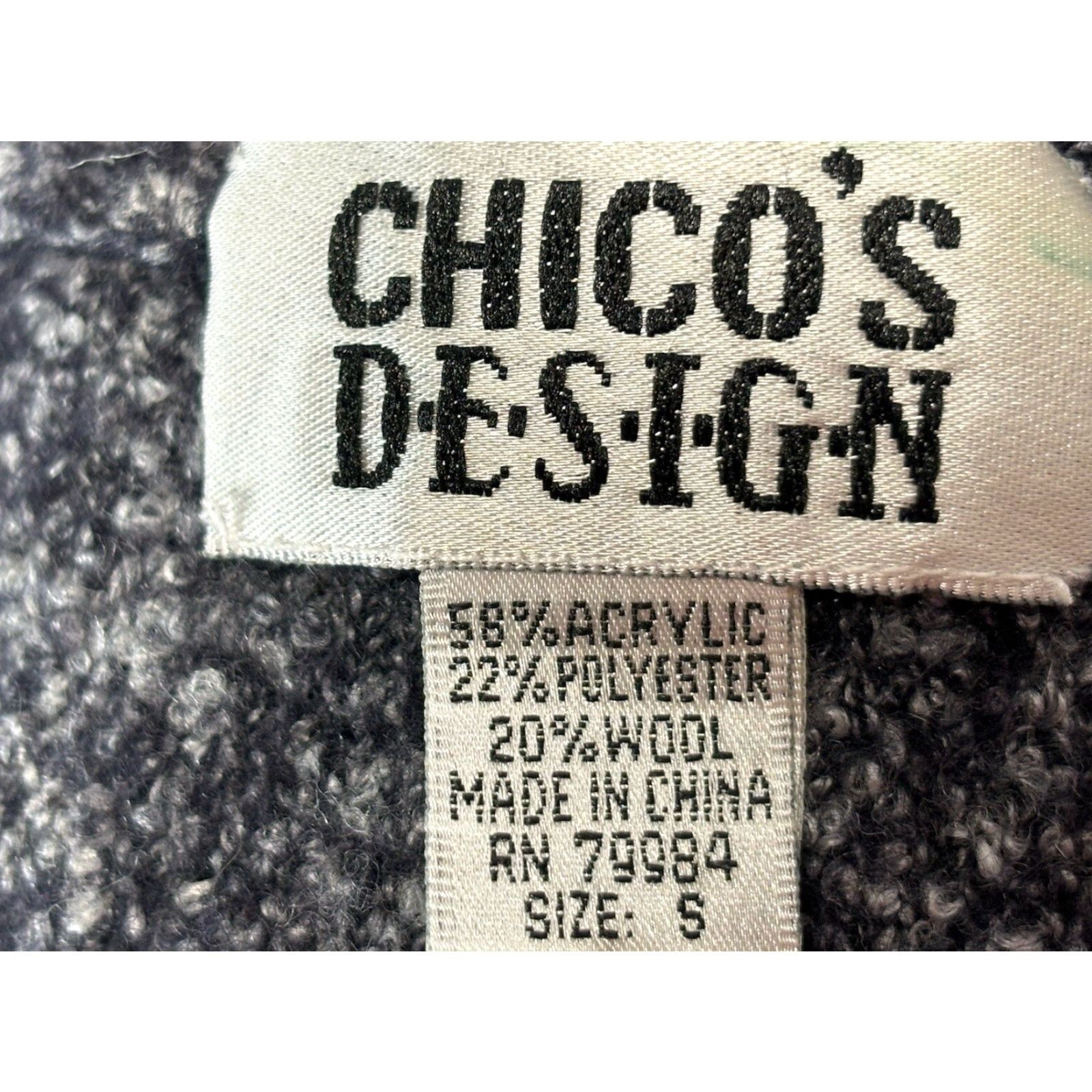 Vintage Chicos Designs Knit Sweater Cardigan Sz Small Full Zip Grey Black Trim Size S / US 4 / IT 40 - 7 Thumbnail