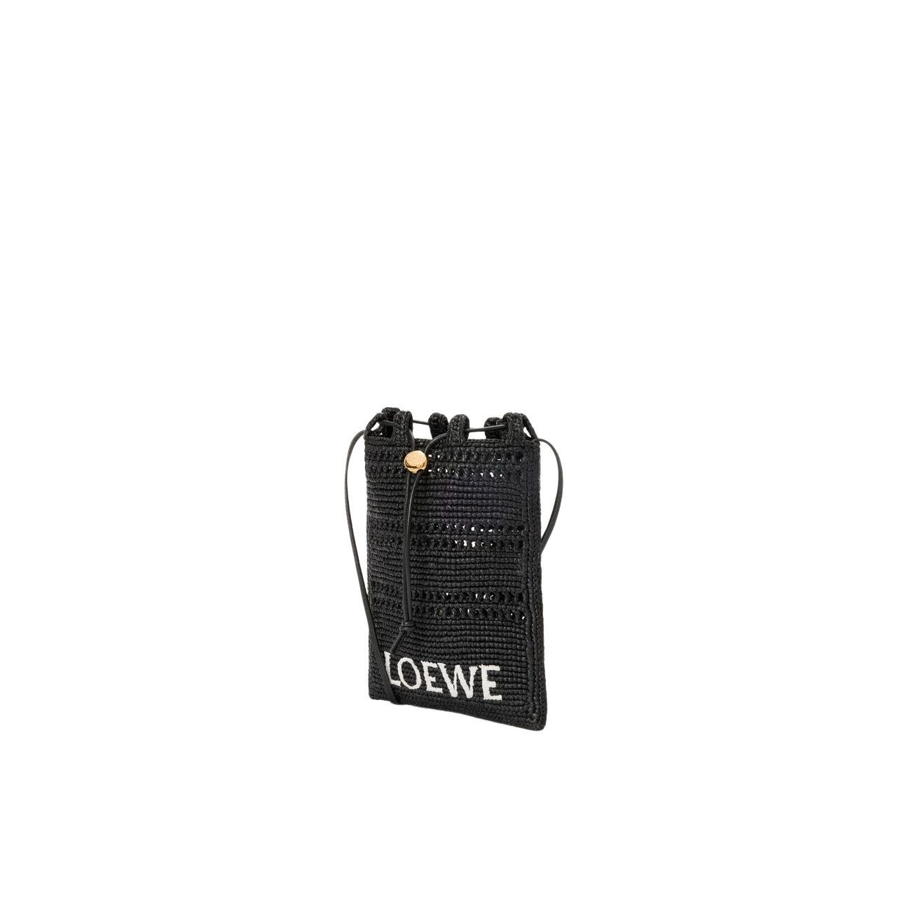 Loewe LOEWE $950 Black Raffia Drawstring Mini Crossbody Bag New & Size ONE SIZE - 1 Thumbnail