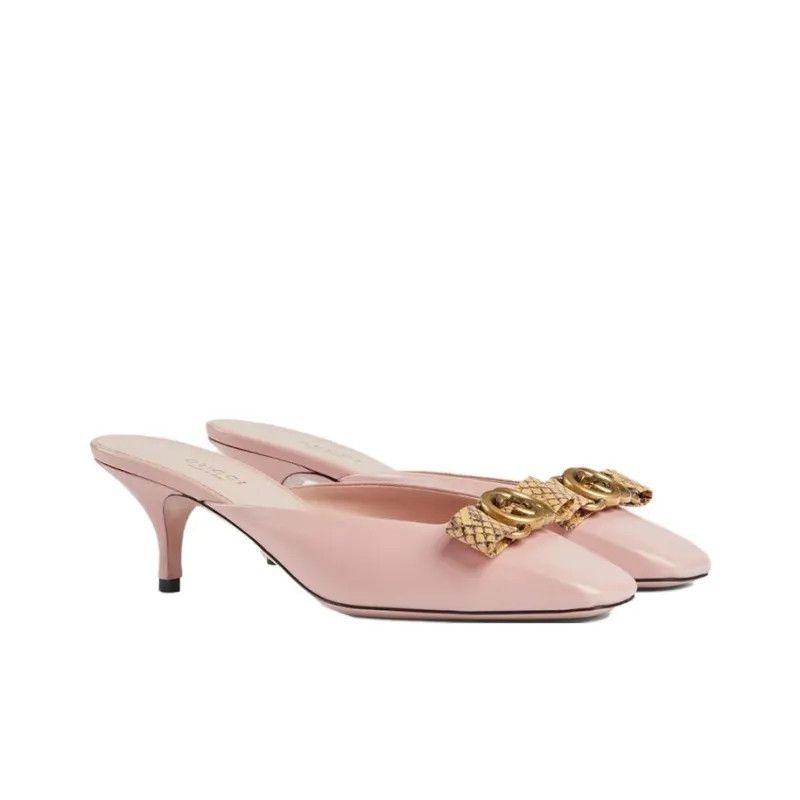Gucci o1s1wg110425 Women's Interlocking G Mules in Pink Size US 5 / IT 35 - 2 Thumbnail