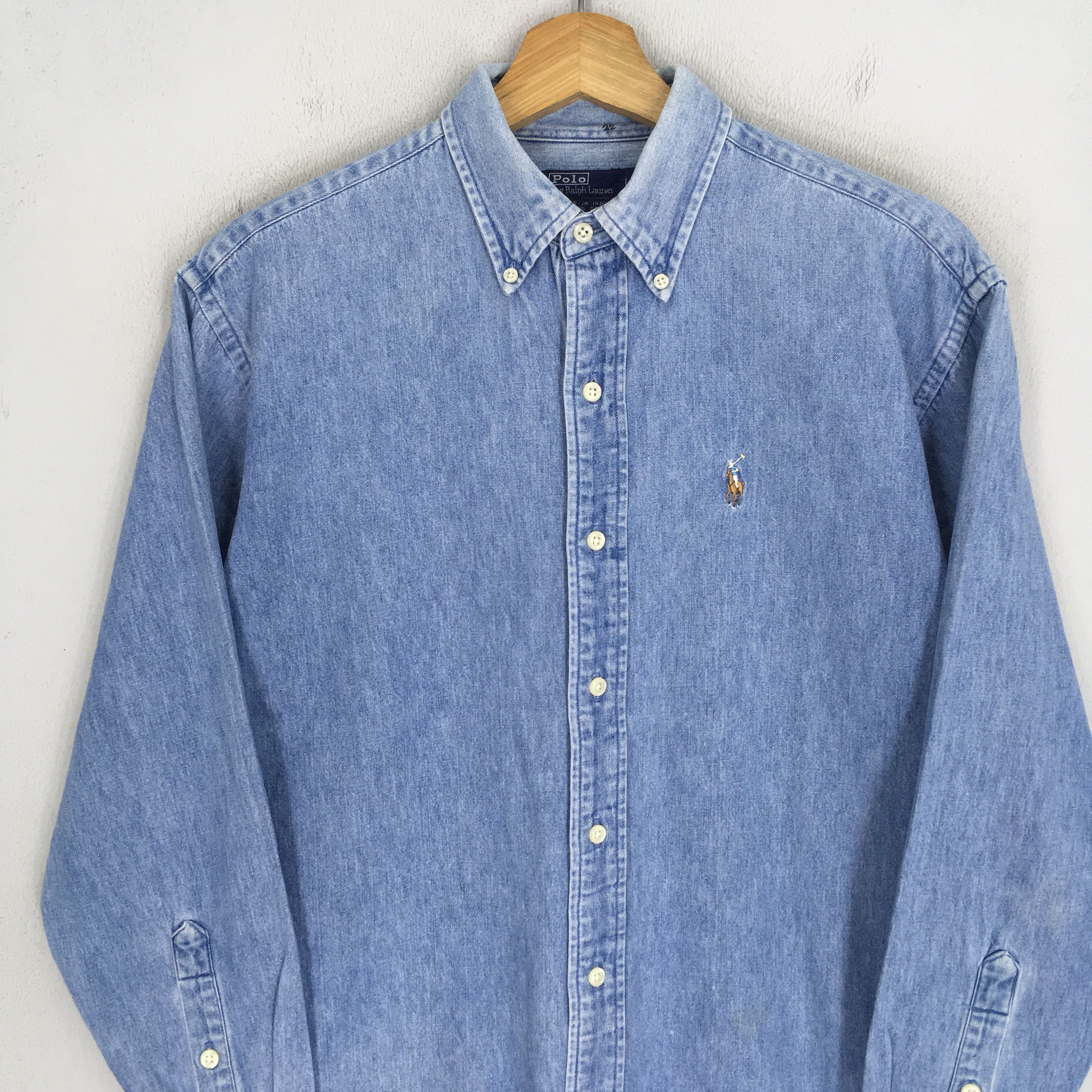 Polo Ralph Lauren Vintage Polo Ralph Lauren Denim Shirt Polo Small Pony Jean Size US L / EU 52-54 / 3 - 4 Thumbnail