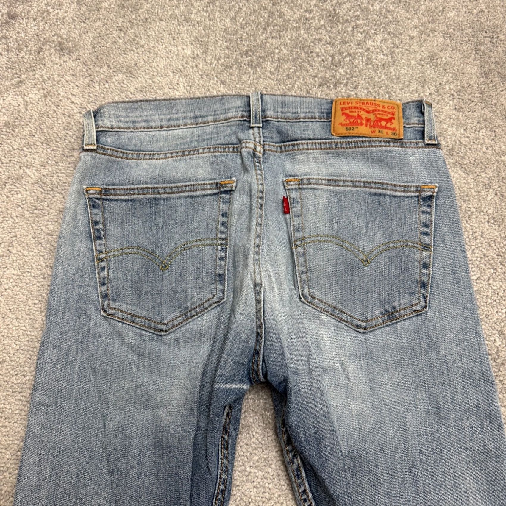 Levi's Levi's 512 Slim Fit Taper Leg Flex Denim Jeans Mens 31x30 Blue Light Wash Cotton Size US 31 - 5 Thumbnail