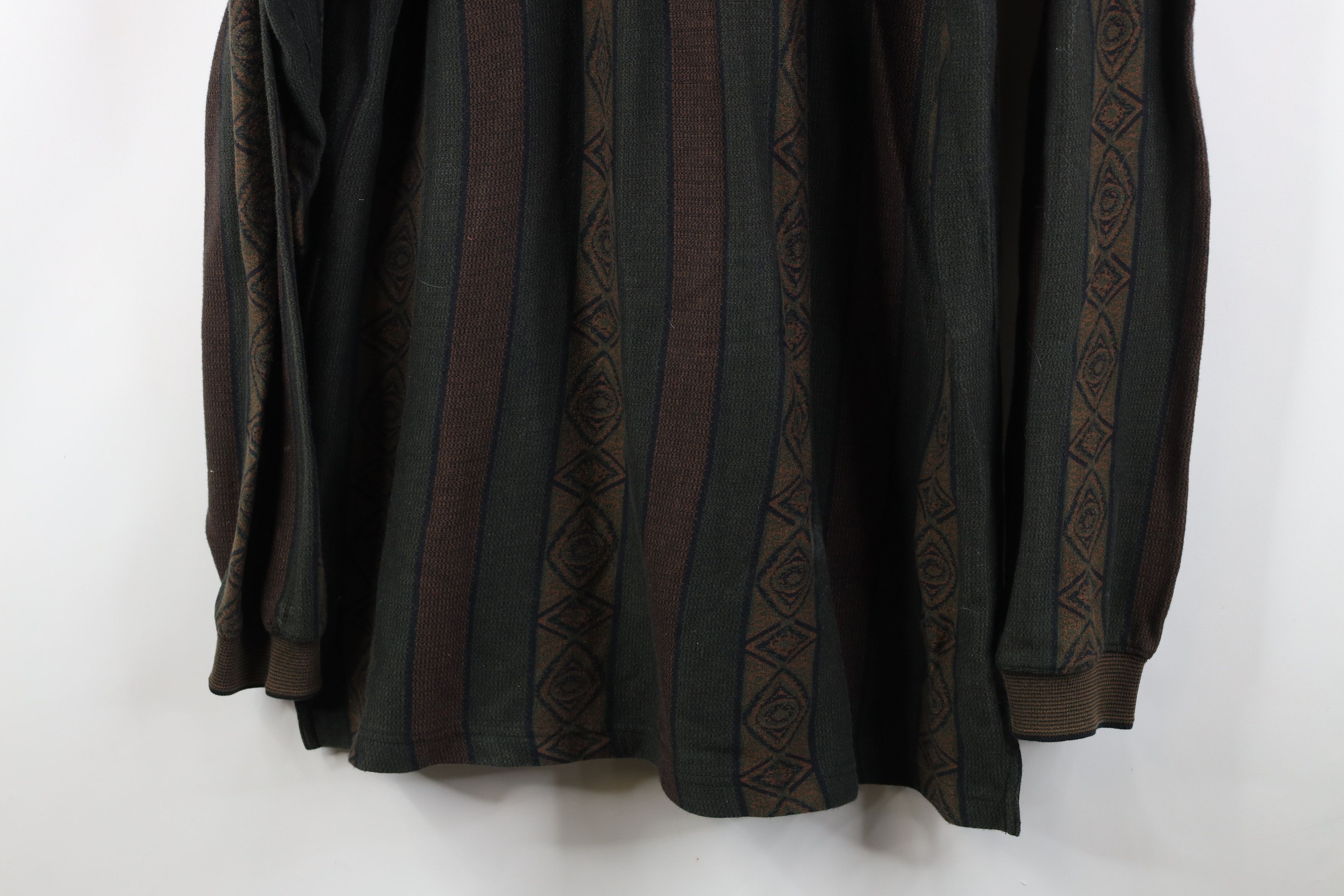 Vintage Vintage 90s Streetwear Geometric Knit Long Sleeve Polo Size US XL / EU 56 / 4 - 3 Thumbnail