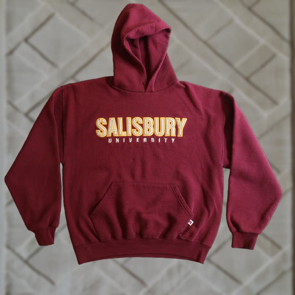 VINTAGE Russell Athletic Hoodies Men Large Burgundy 90s Salisbury