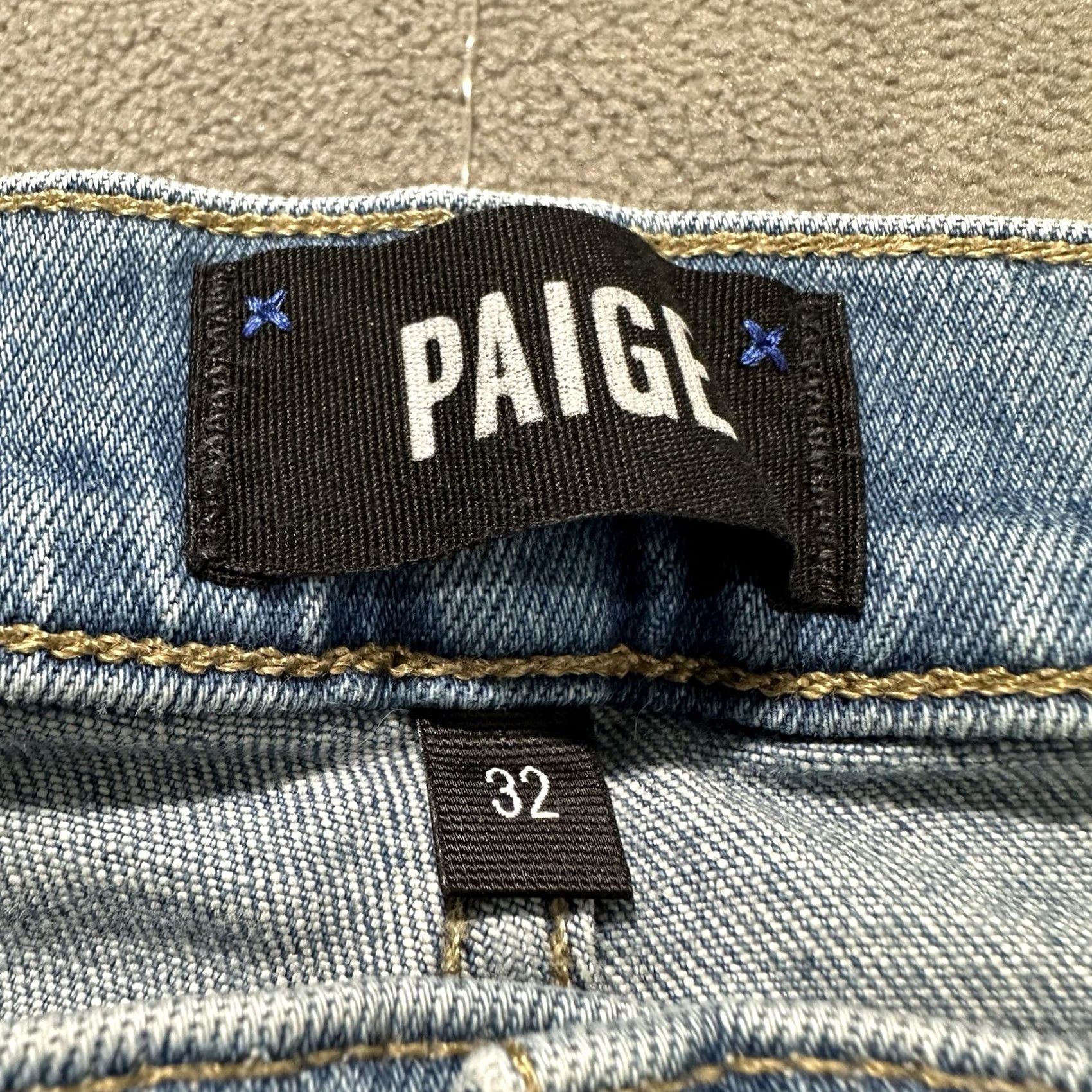 Paige Paige Federal Jeans Men 32 Blue Denim Slim Straight Stretch 5-Pocket Solid Light Wash Size US 32 / EU 48 - 3 Thumbnail