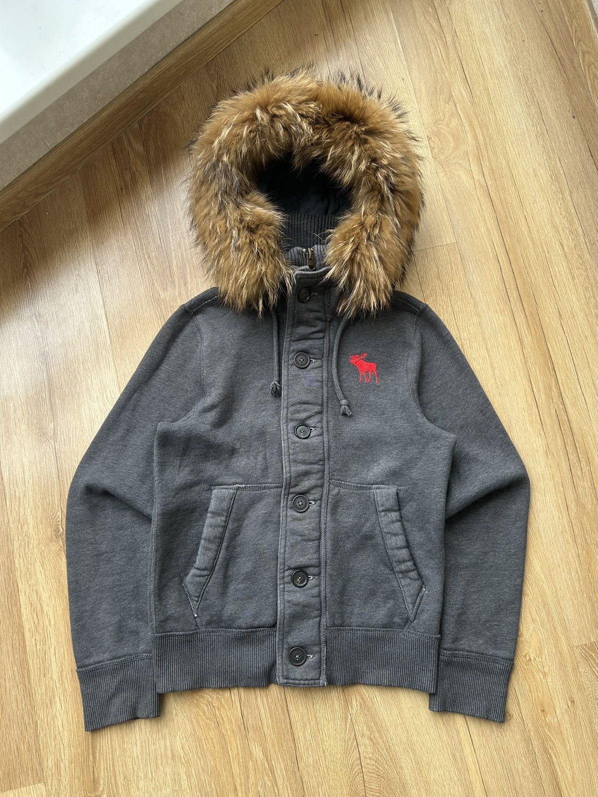 Vintage Y2K Abercrombie & Fitch Muscle Fur Hood Jacket