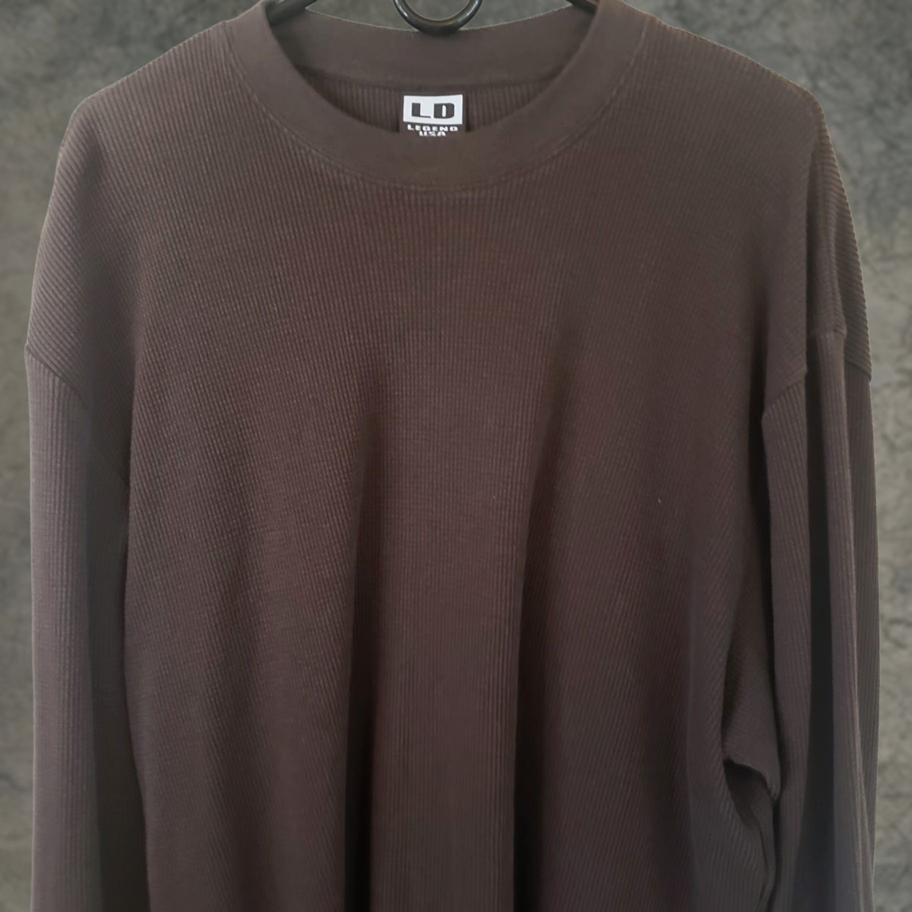 Vintage LD Legend USA Thermal Waffle Knit LS Tee Pullover Shirt Brown 3XL Mens Crew Neck Long Sleeve Moistu re Wicking Winter Fall Outdoor Warmth Size US XXL / EU 58 / 5 - 1 Thumbnail