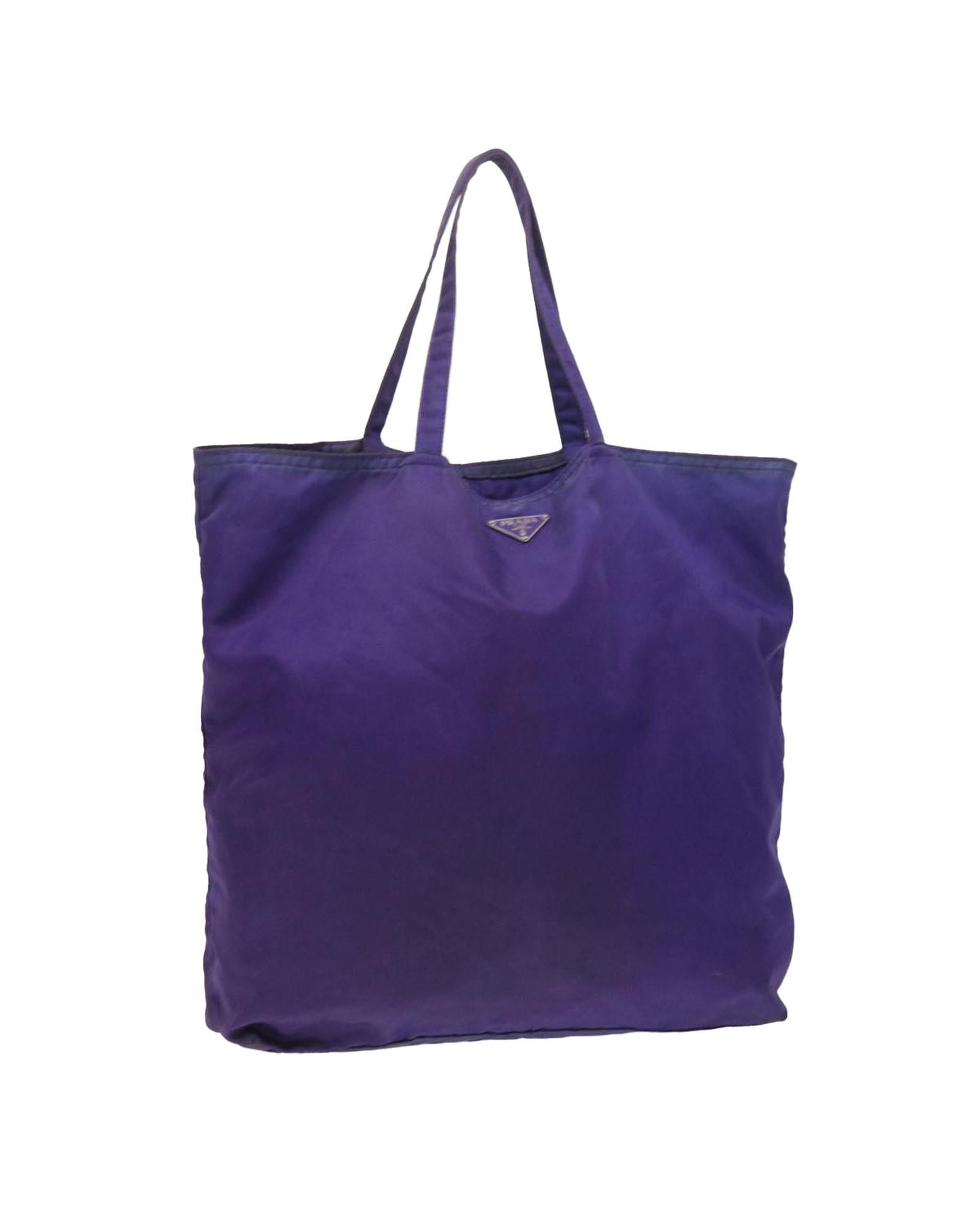 image of Prada Nylon Tote Bag With Robot Design in Purple, Women's