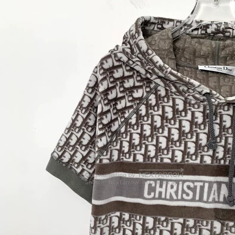 Dior Dior Brown logo jacquard full print cotton hooded drawstri Size L / US 10 / IT 46 - 3 Thumbnail