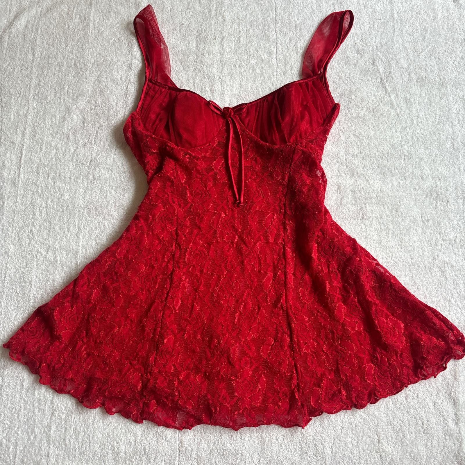 Other vintage red lace lingerie slip top Size L / US 10 / IT 46 - 4 Thumbnail
