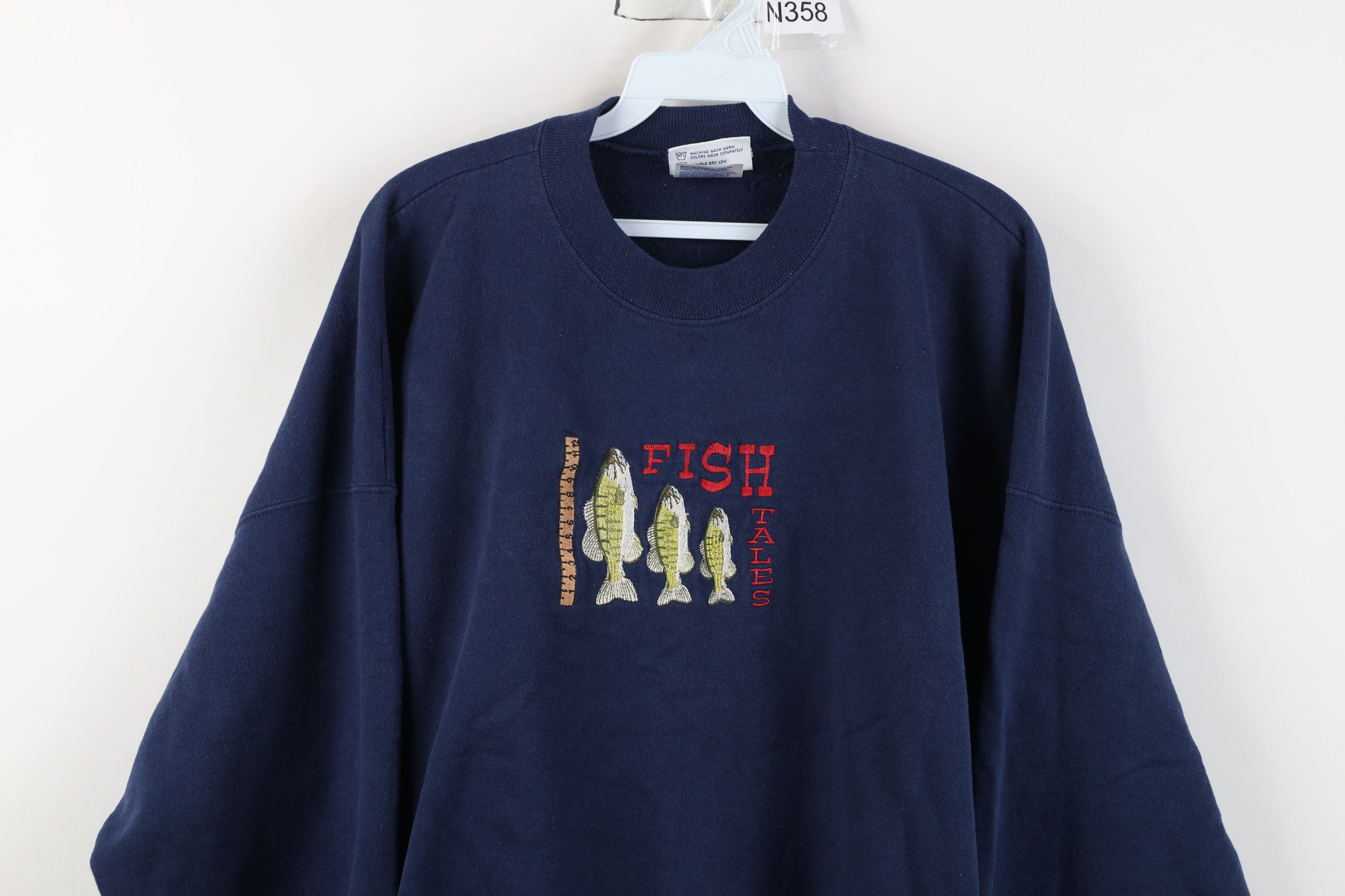 Vintage Vintage 90s Streetwear Fish Tales Crewneck Sweatshirt Size US XXL / EU 58 / 5 - 2 Thumbnail