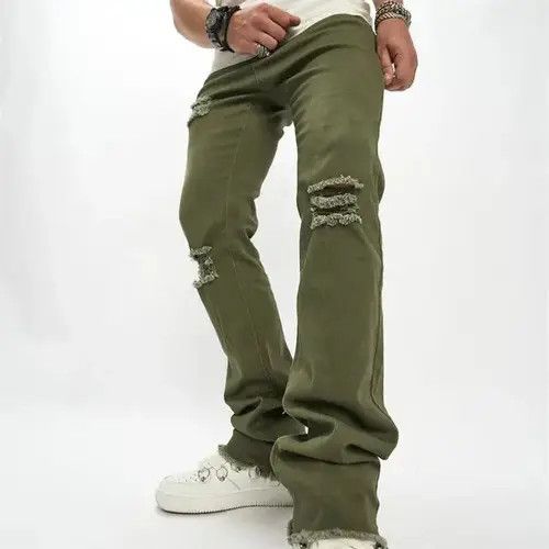 Japanese Brand Knee Holes Ripped Men Slim Fit Jean Size US 34 / EU 50 - 2 Thumbnail