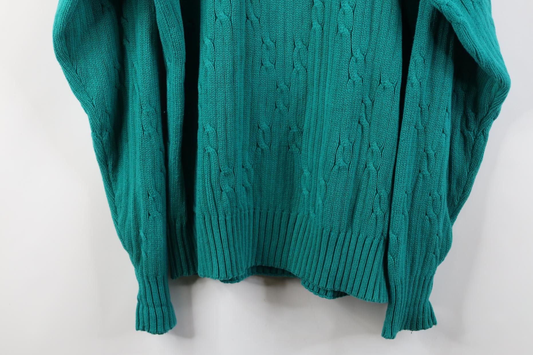 Vintage Vintage 90s Streetwear Chunky Cotton Knit Sweater Teal Size US L / EU 52-54 / 3 - 10 Thumbnail