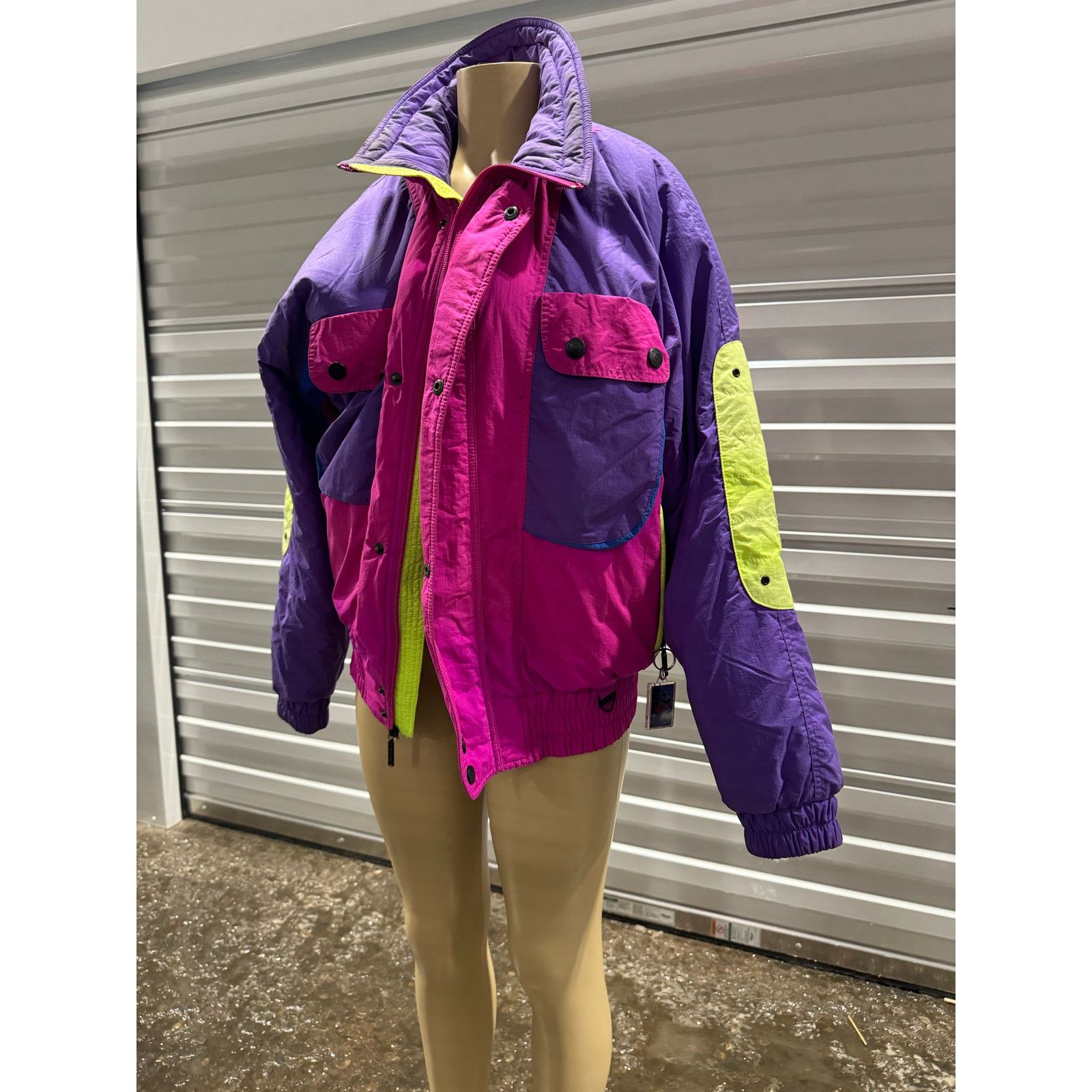 Vintage 80s Neon Vintage Puffer Coat Size M / US 6-8 / IT 42-44 - 2 Thumbnail