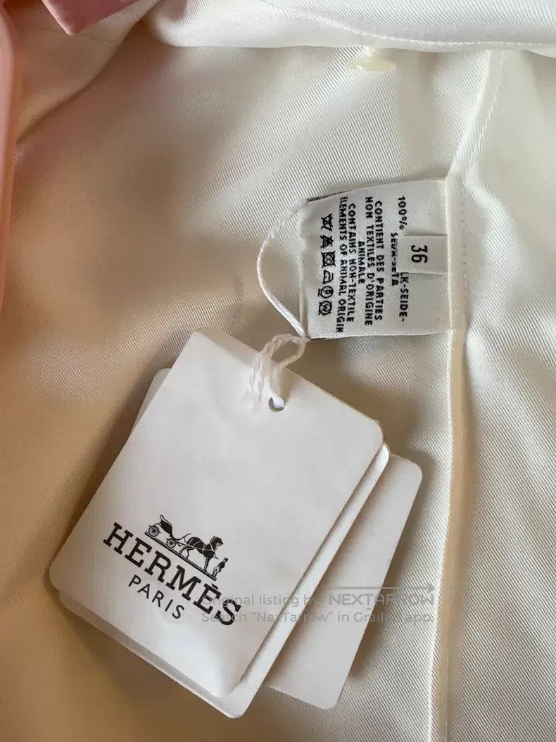Hermes Hermes Loose-fit pure silk shirt with pink flower pattern, Size XS / US 0-2 / IT 36-38 - 4 Thumbnail