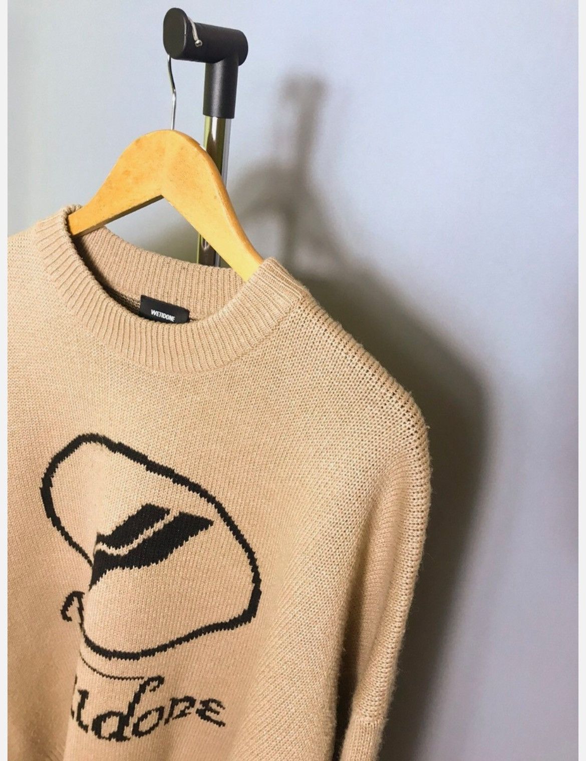 Japanese Brand × WE11DONE we11done LOGO JQD SWEATER mens beige knit Size US M / EU 48-50 / 2 - 4 Thumbnail