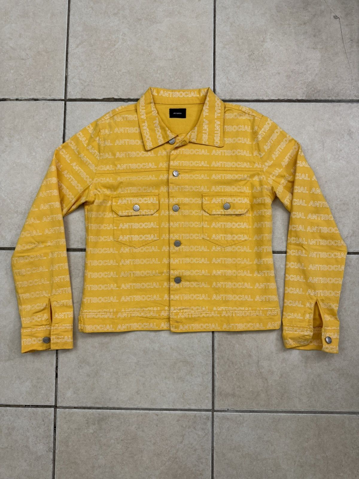 Japanese Brand Jay Gatch ANTISOCIAL Yellow Denim Jacket Size M Size US M / EU 48-50 / 2 - 1 Thumbnail