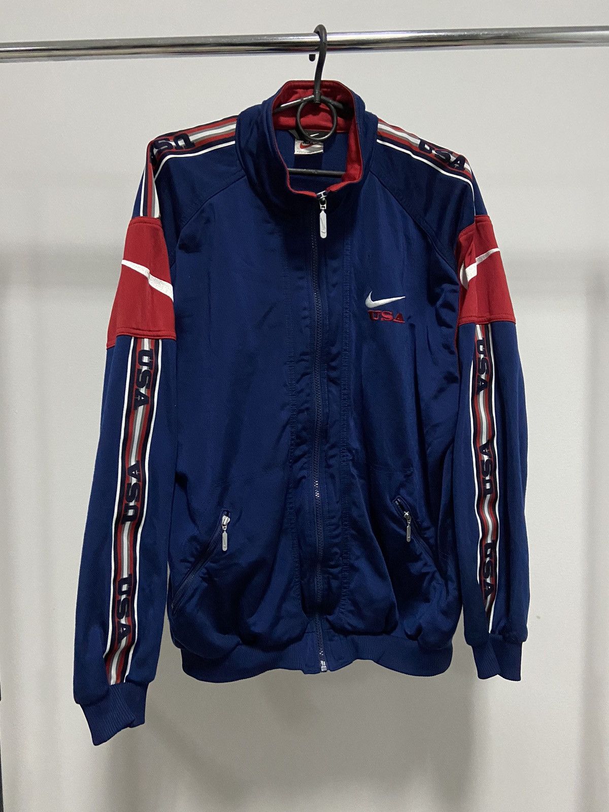 Nike × Vintage Nike USA Stripe zip sweatshirt vintage windbreaker Size US M / EU 48-50 / 2 - 1 Thumbnail