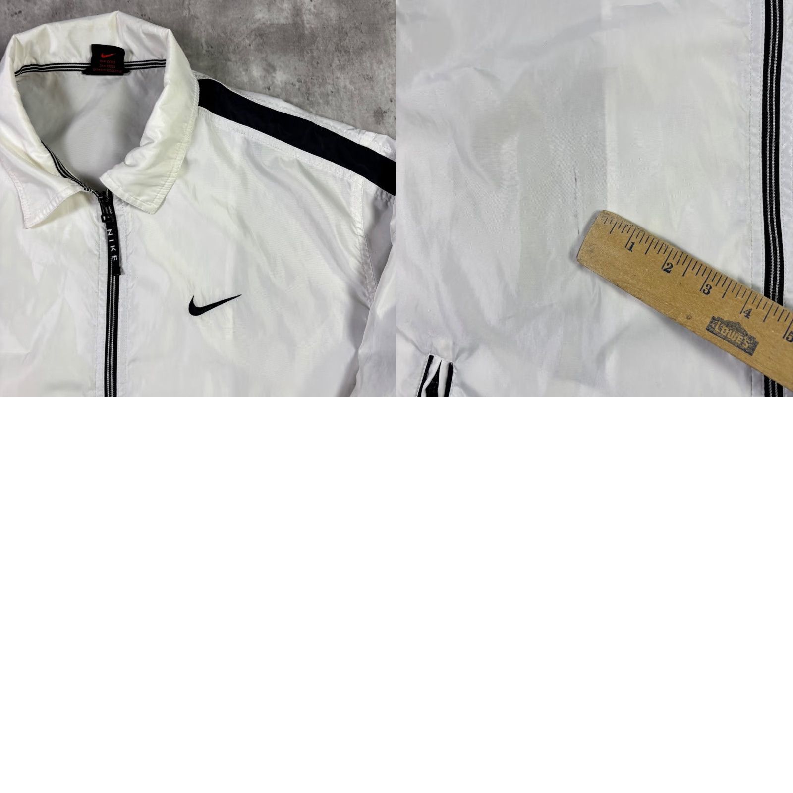 Nike VINTAGE Nike Windbreaker Jacket White Black Stripe Full Zip Mens M 90s Size US M / EU 48-50 / 2 - 8 Thumbnail