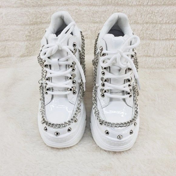 Other Space Candy White Platform Chain Sneaker Hidden Wedge Street Size US 8 / IT 38 - 5 Thumbnail