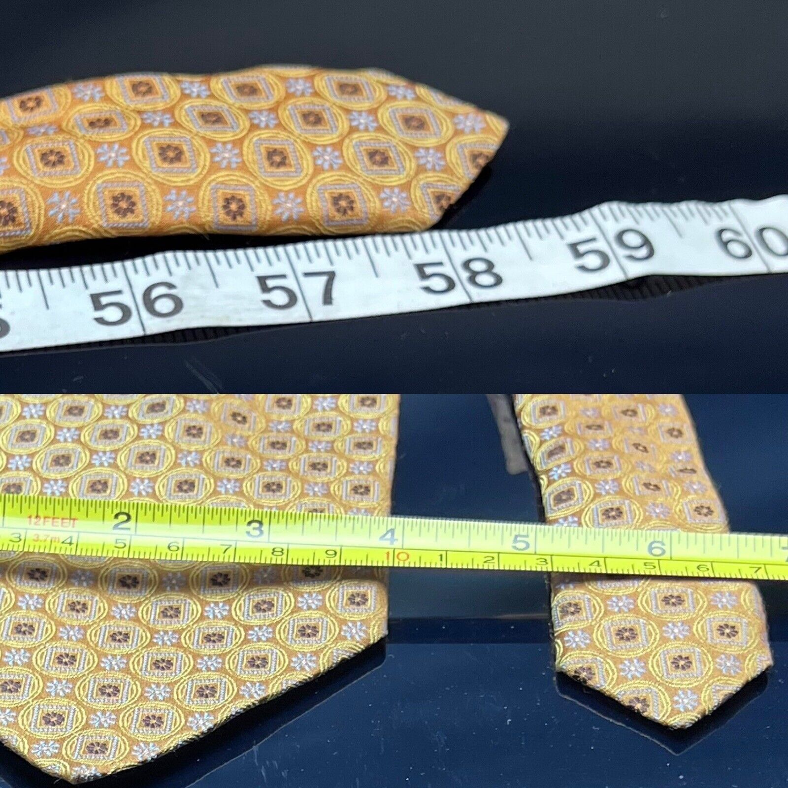 Jos. A. Bank NEW JOS A BANK SIGNATURE GOLD TIE 100% SILK HAND MADE BLUE Size ONE SIZE - 3 Thumbnail