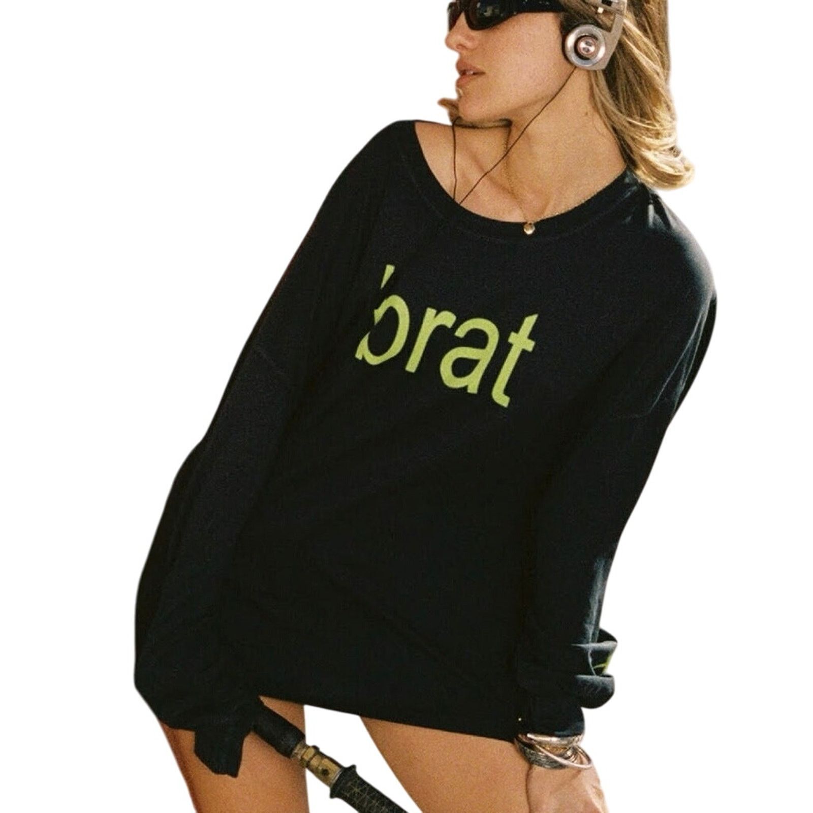 Daydreamer DAYDREAMER Charli XCX Brat One Size (OS) Long Sleeve Tee New Size ONE SIZE - 9 Thumbnail
