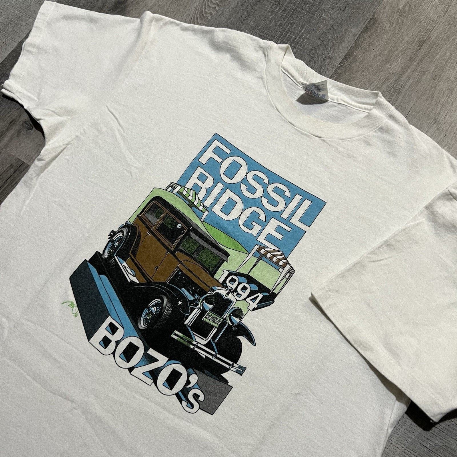 Hanes VTG Fossil Ridge Bozos 1994 T Shirt Hot Rod 30s Ford Model A Size US XL / EU 56 / 4 - 2 Thumbnail
