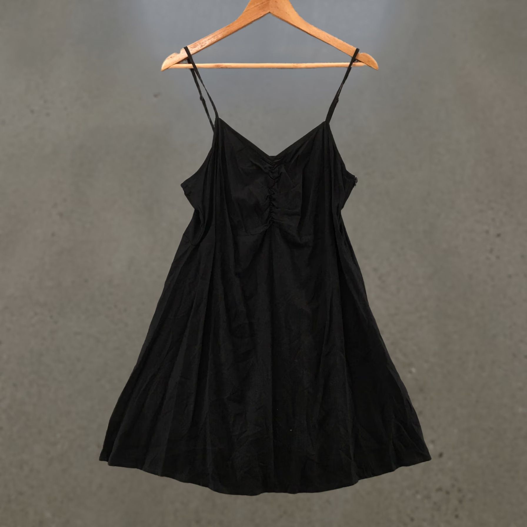 Vintage Divided Dress Womens Large Black Spaghetti Strap Sleeveless Ruched Zipper Mini Size L / US 10 / IT 46 - 1 Thumbnail