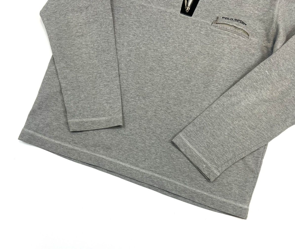 Polo Ralph Lauren × Ralph Lauren × Vintage Vintage Polo Sport Ralph Lauren Logo Grey Cotton 1/4 Zip -L Size US L / EU 52-54 / 3 - 9 Thumbnail
