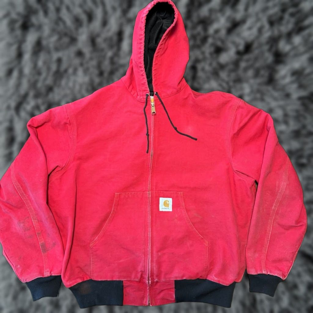 Carhartt VINTAGE Carhartt JR100 Thermal Lined Duck Canvas Jacket Red XL Men Bomber Jacket 90s Size US XL / EU 56 / 4 - 1 Thumbnail