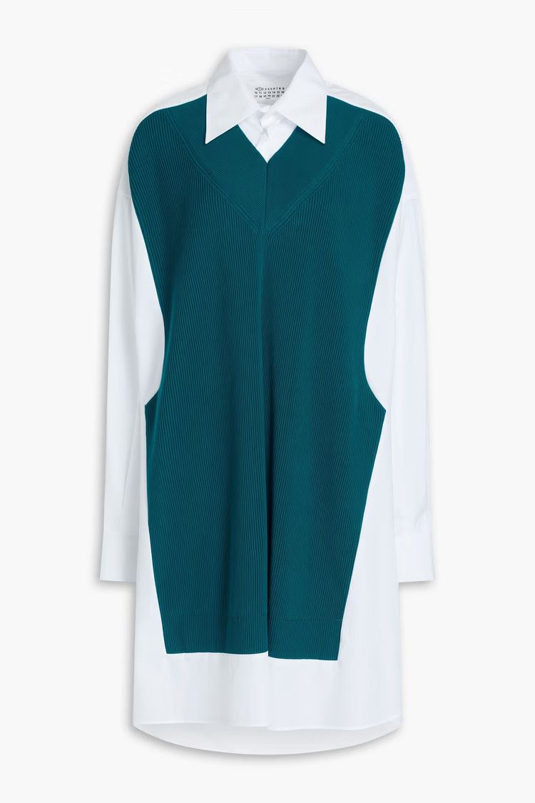 o1y0625 Midi Dress in Emerald Green/White