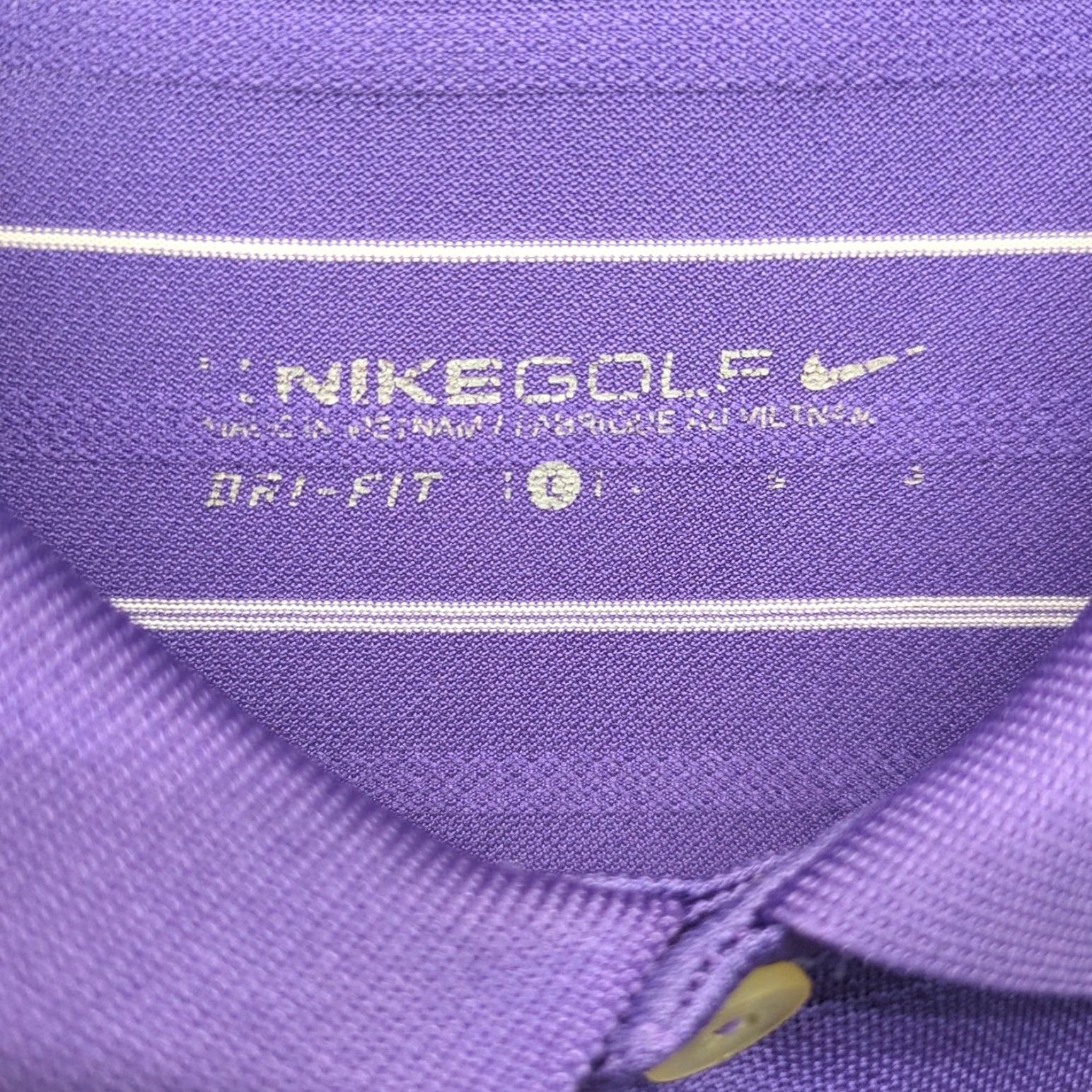 Nike Nike Golf Shirt Mens Large Short Sleeve Dri-Fit Polo Purple White Stripe Size US L / EU 52-54 / 3 - 3 Thumbnail