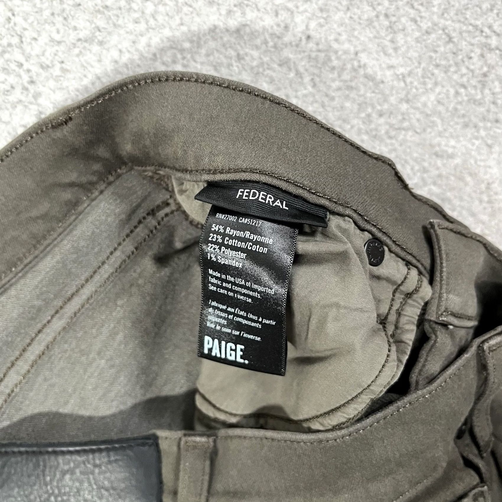 Paige Paige Jeans Mens Slim Straight 30 Green Stretch Federal Denim USA 5-Pocket Slim Fit Regular Waist Size 30 Inseam 28in Size US 30 / EU 46 - 3 Thumbnail