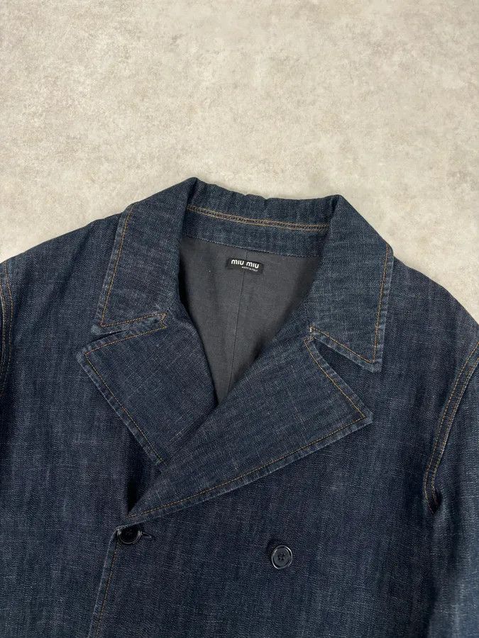 Miu Miu 2000s Miu Miu Blue Navy Denim Buttoned Jacket Size US M / EU 48-50 / 2 - 4 Thumbnail
