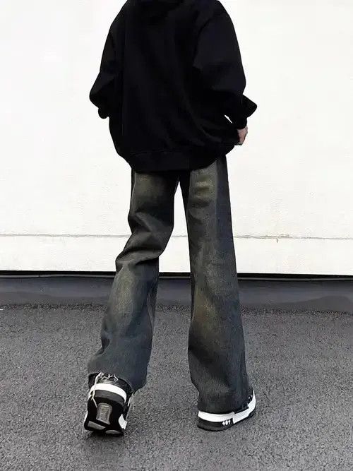 Japanese Brand × Jean Vintage washed draped hip-hop straight-leg jeans Size US 32 / EU 48 - 4 Thumbnail