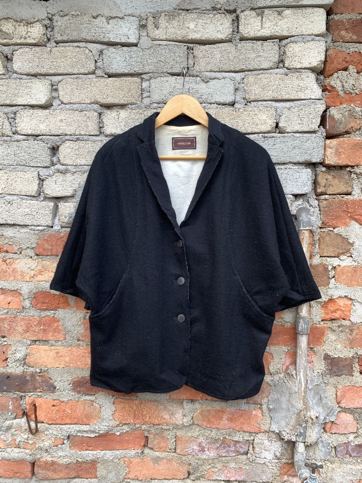 image of VTG Relacher Inspired Issey Miyake Wool Jacket Nice Design in Black, Men's (Size Large)