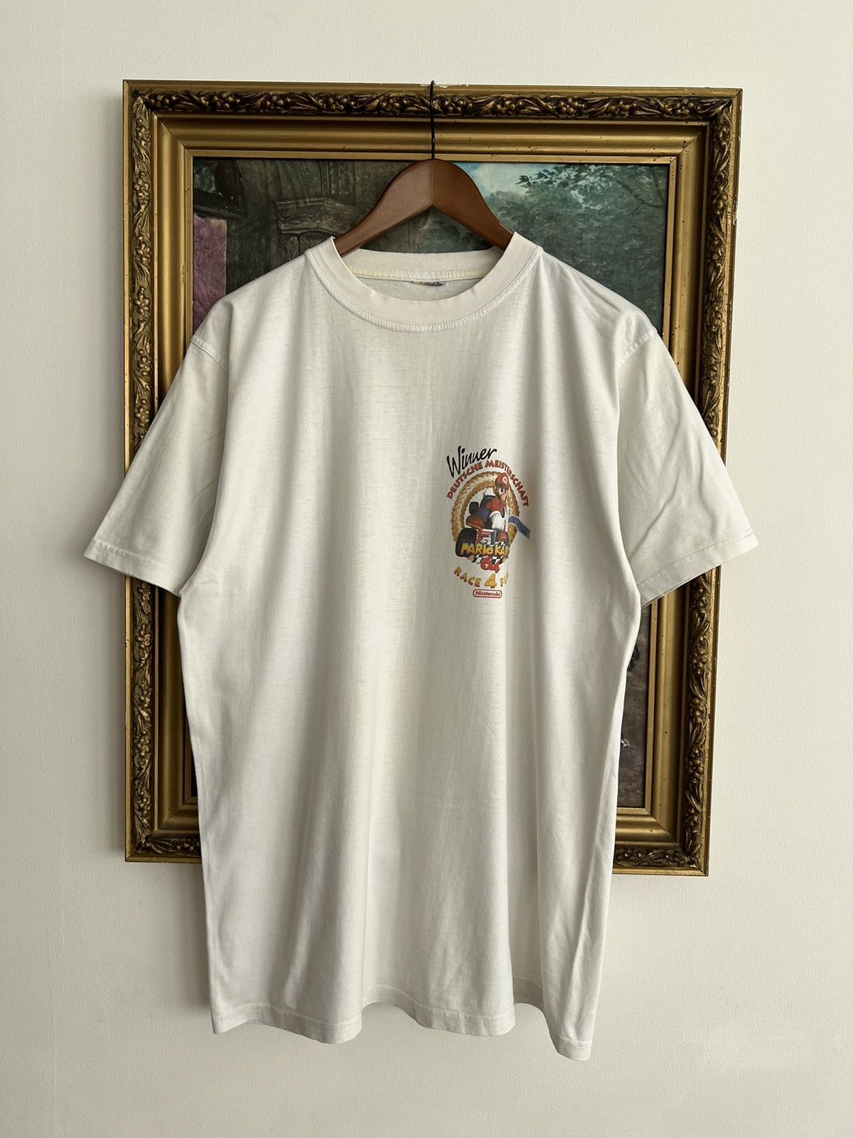 Nintendo Vintage 90s Mario Kart Nintendo 64 Video Game White T-shirt Size US L / EU 52-54 / 3 - 2 Thumbnail