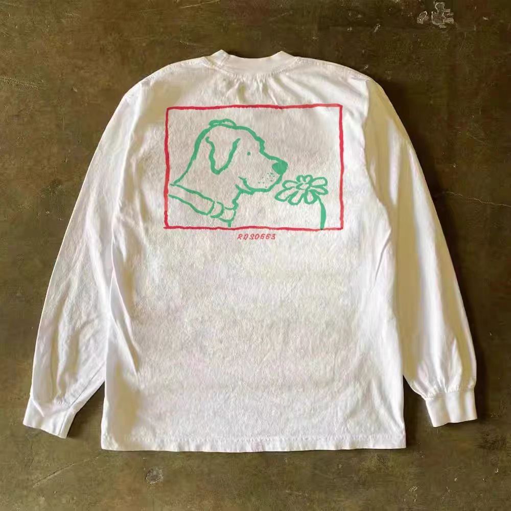 Japanese Brand White casual retro cartoon puppy print long-sleeved t-shirt Size US M / EU 48-50 / 2 - 1 Thumbnail
