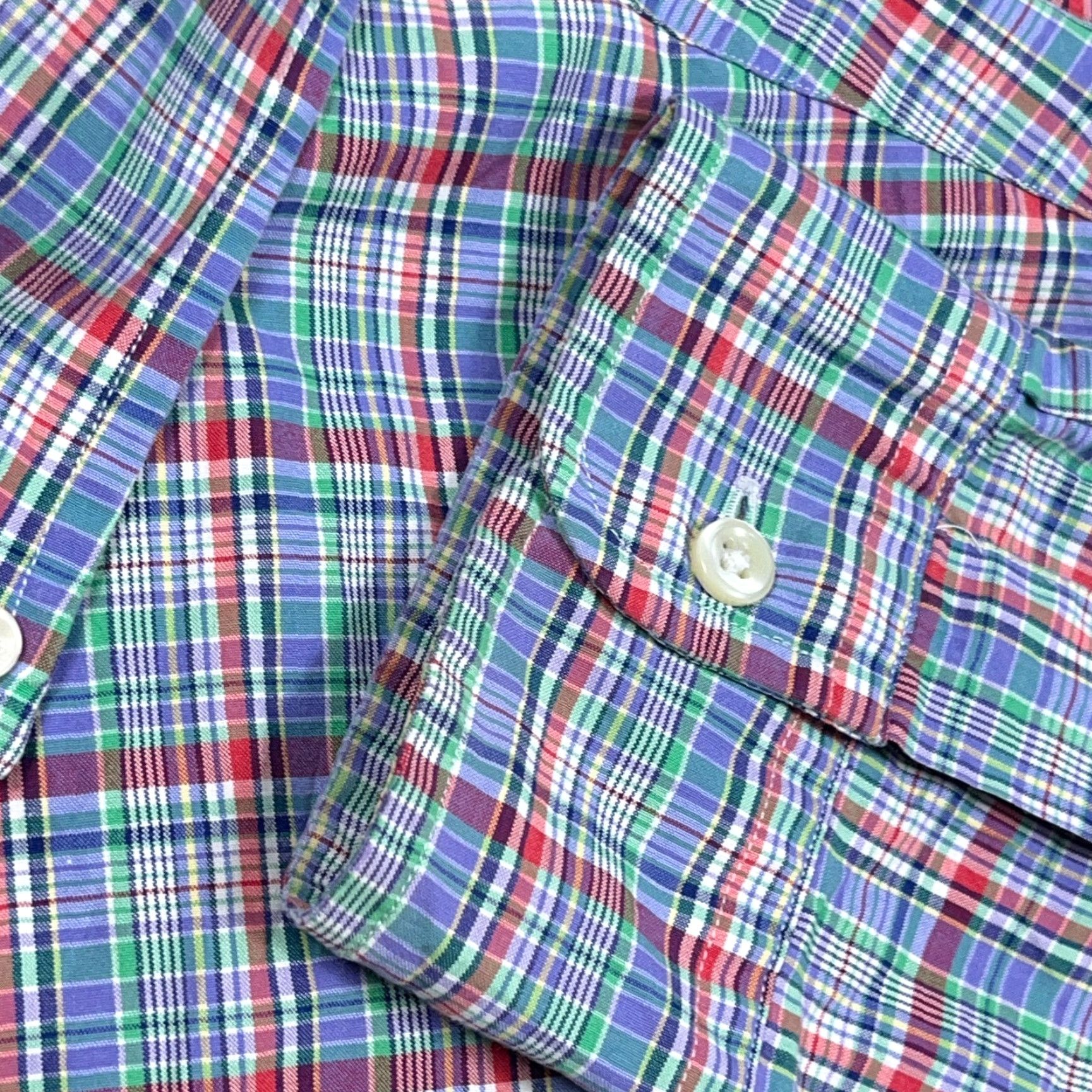 Ralph Lauren Ralph Lauren Shirt Men Large Blue Red Plaid Button Up Poplin Pony Dress Preppy Size 42R - 5 Thumbnail