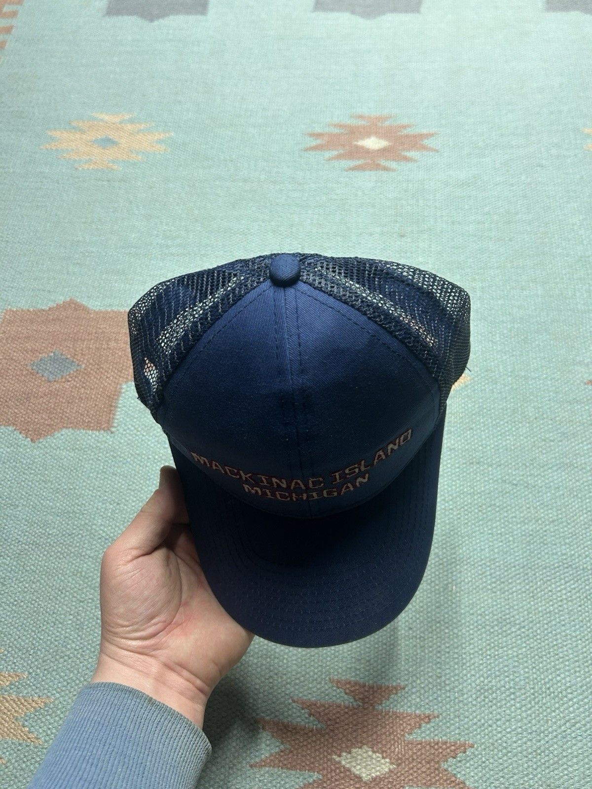 Vintage Vtg SnapBack hat Mackinac island Michigan embroidered blue Size ONE SIZE - 3 Thumbnail